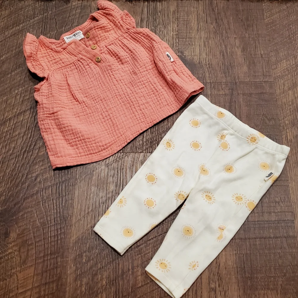 Rabbit Bear Baby Girl Guaze Matching Set Sunshine Organic Cotton Casual Kid 0-3M